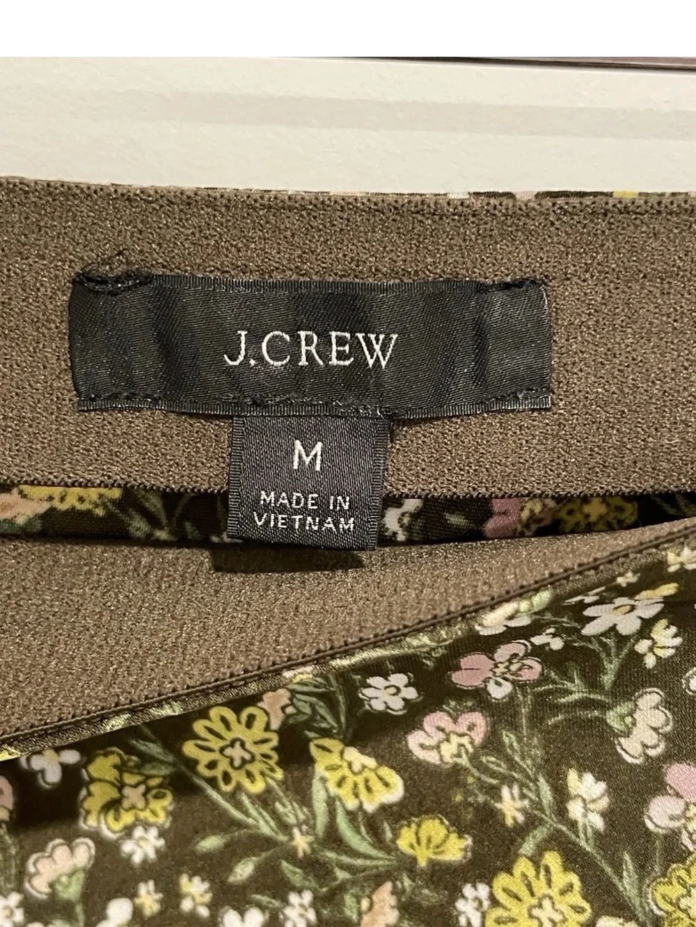J. Crew Olive Green Floral A-Line Skirt